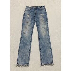 American Eagle Jeans Men's 29x32 Slim Flex Ripped Distressed Denim Acid‎ Wash